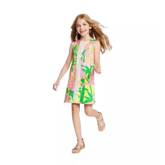 Lilly Pulitzer Target Fan Dance Dress Girl’s Large 10/12 Flamingo Floral NWT